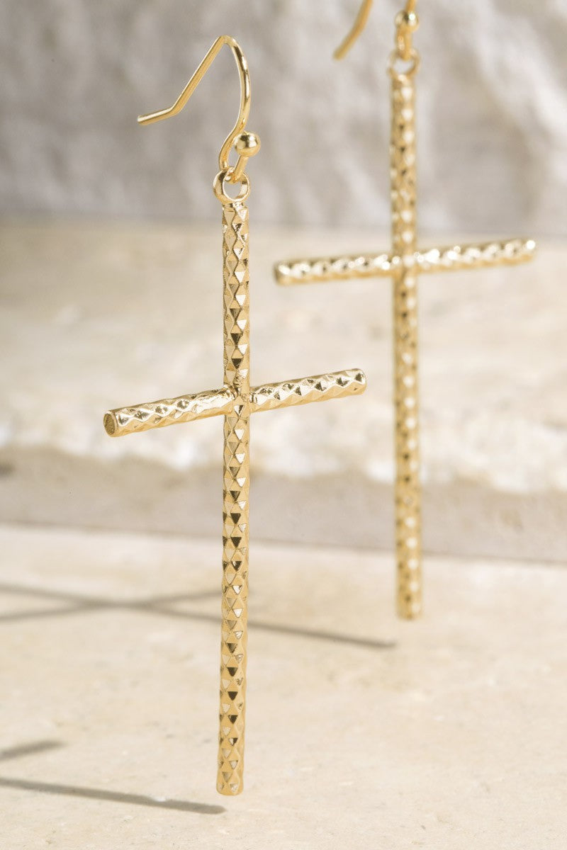 Gold Cross Earrings