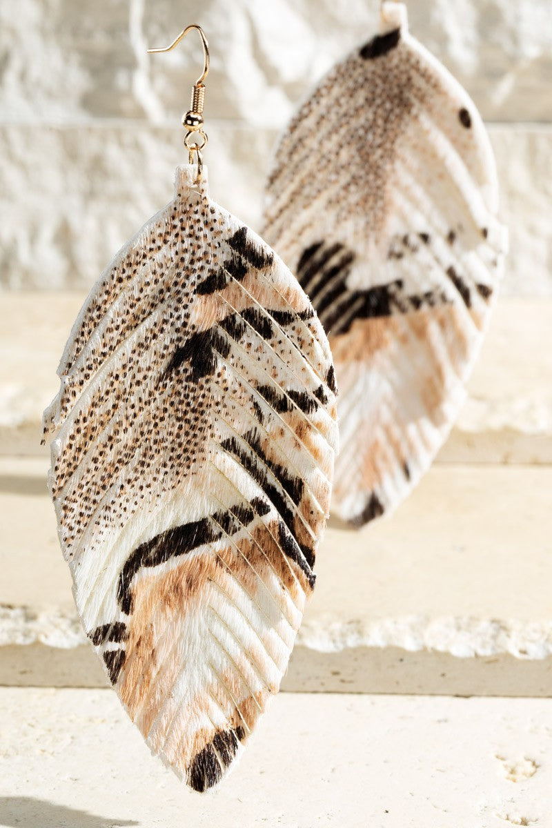 Animal Print Leaf Earrings - Shamarr Barquet