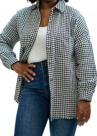 Houndstooth Shirt Jacket
