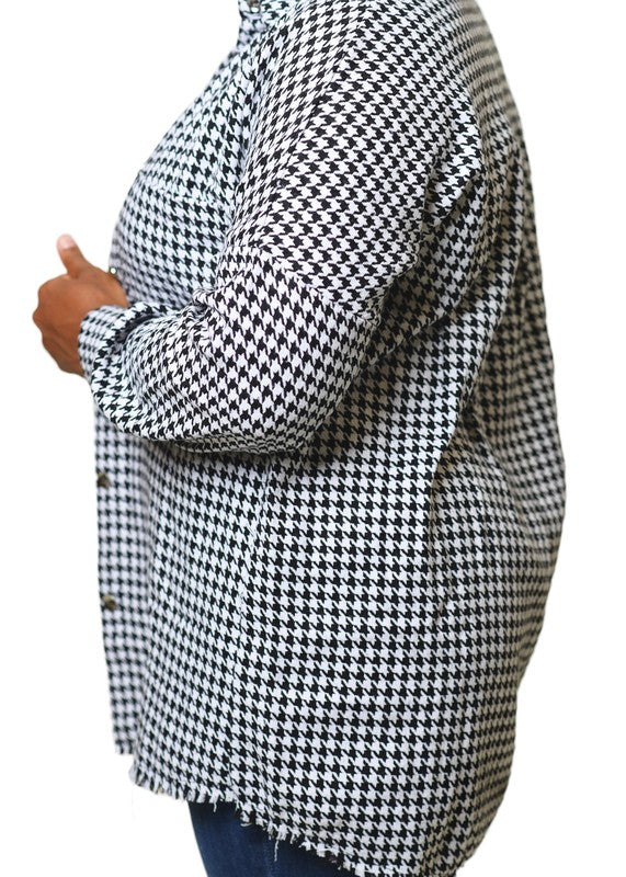 Houndstooth Shirt Jacket