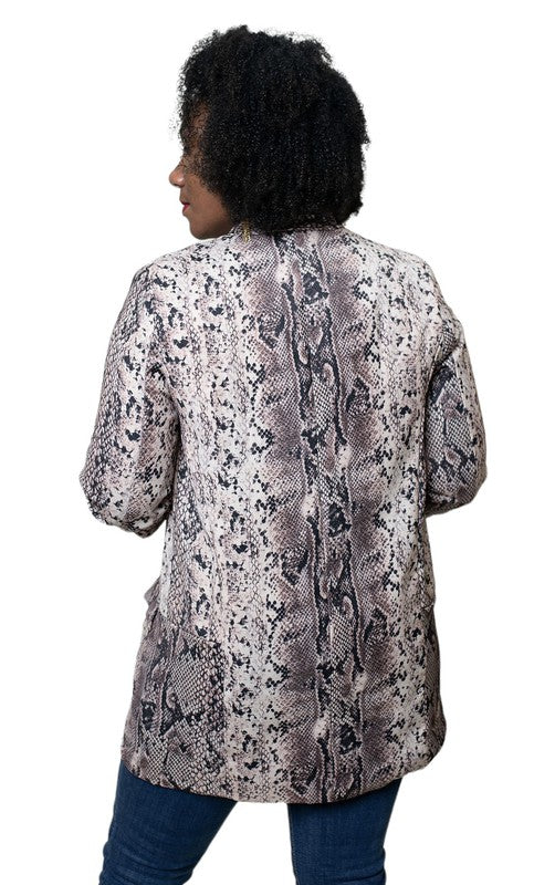 Snakeskin Open Front Blazer