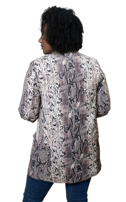 Snakeskin Open Front Blazer