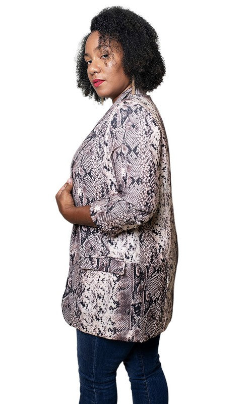 Snakeskin Open Front Blazer