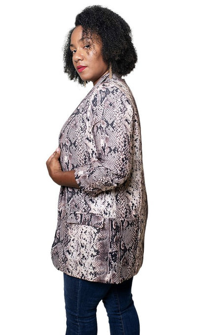 Snakeskin Open Front Blazer