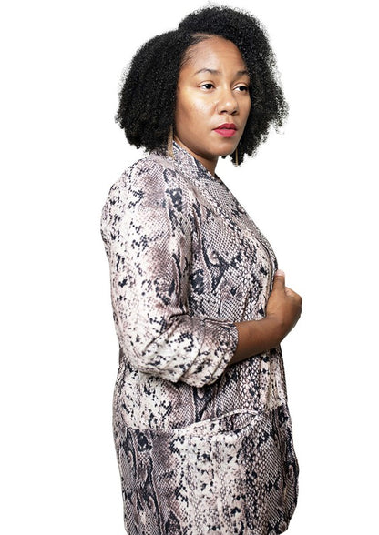 Snakeskin Open Front Blazer