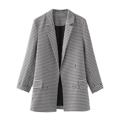 Houndstooth Fitted Blazer