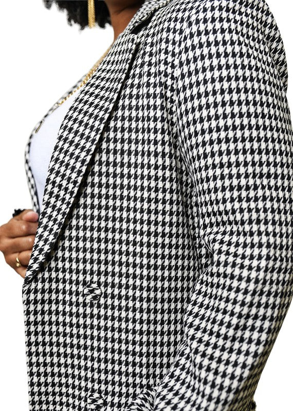 Houndstooth Fitted Blazer