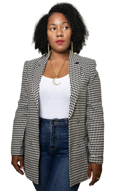 Houndstooth Fitted Blazer