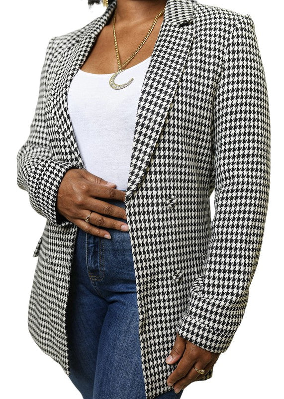 Houndstooth Fitted Blazer