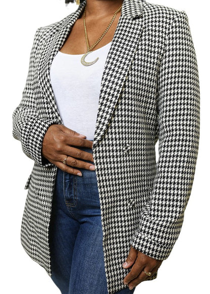 Houndstooth Fitted Blazer