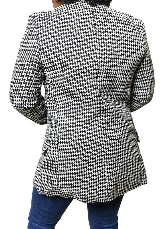 Houndstooth Fitted Blazer