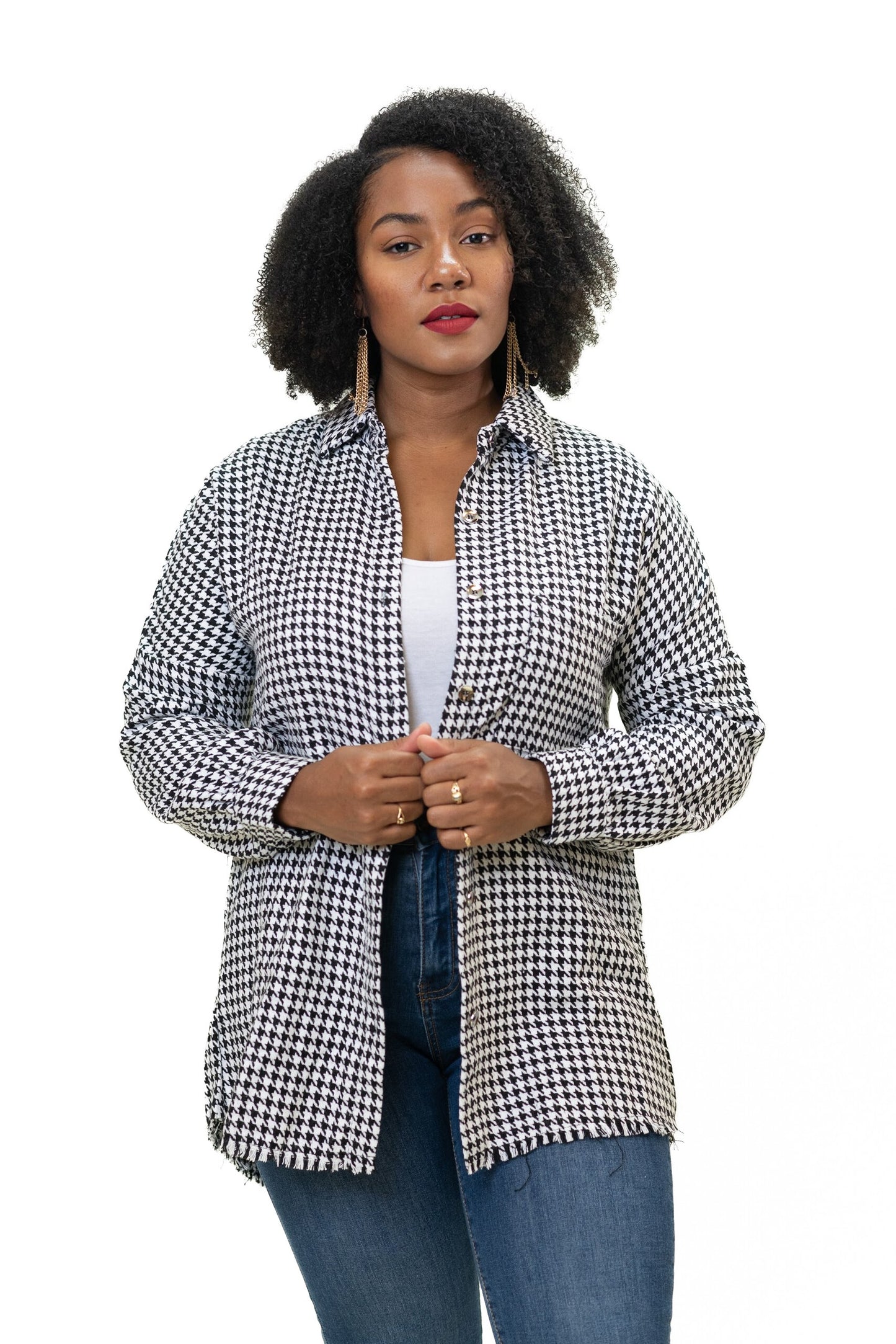 Houndstooth Shirt Jacket