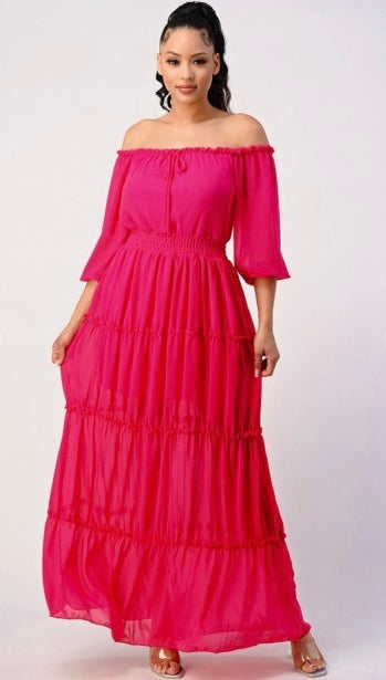 Off-Shoulder Tiered Dress