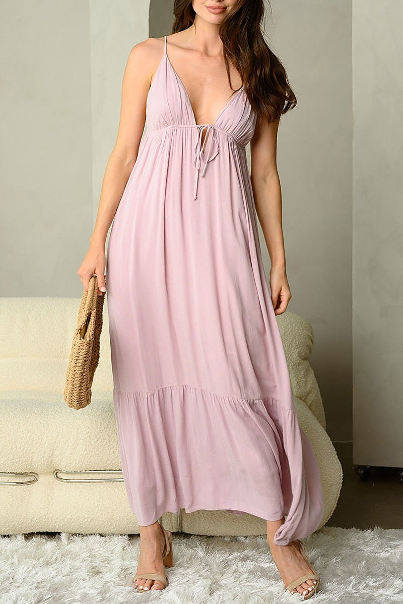 Sleeveless V-neck Maxi Dress