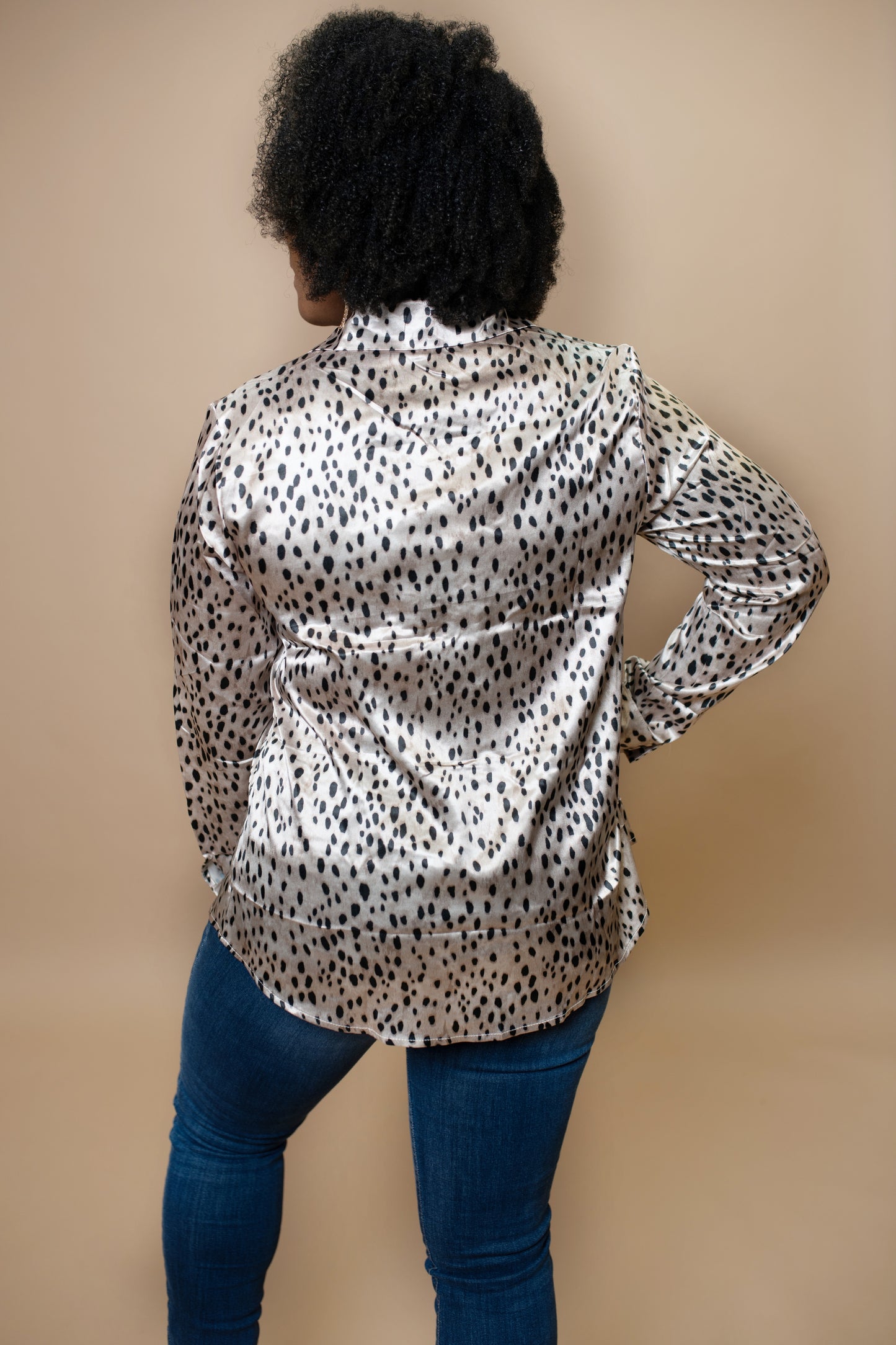 Satin Cheetah Print Blouse