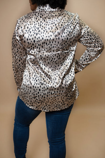 Satin Cheetah Print Blouse