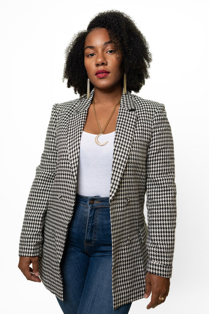 Houndstooth Fitted Blazer