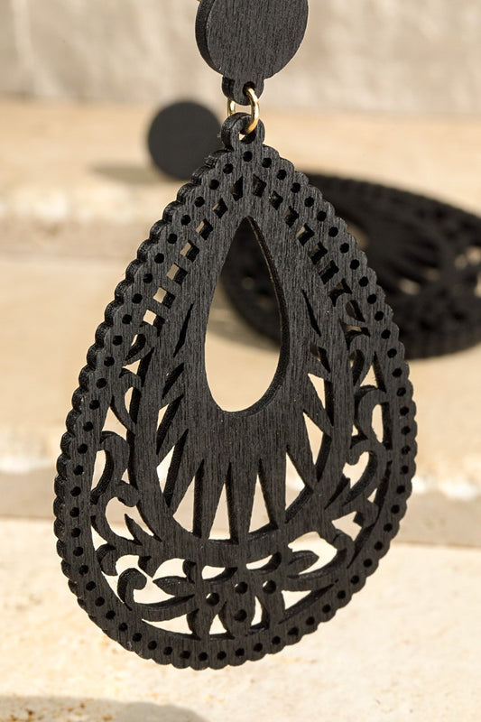 Wood Tear Drop Earring - Shamarr Barquet 