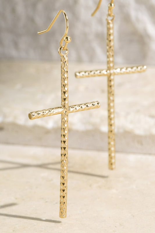 Gold Cross Earrings