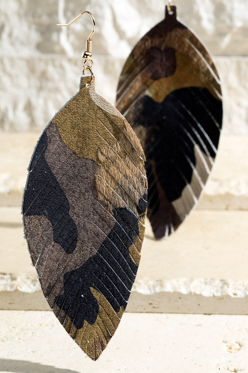 Animal Print Leaf Earrings - Shamarr Barquet 