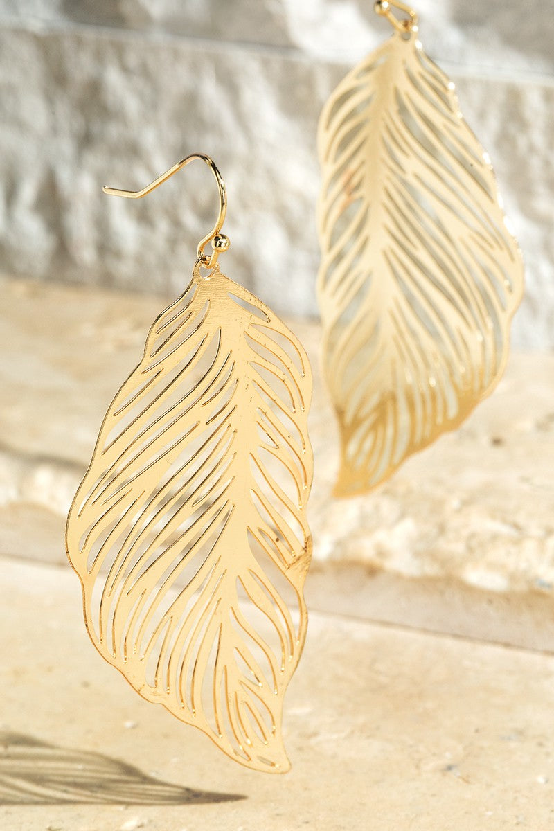 Gold Metal Leaf Earrings