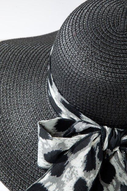 Black Leopard Bow Sun Hat - Shamarr Barquet 