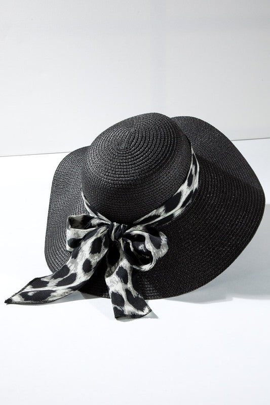 Black Leopard Bow Sun Hat - Shamarr Barquet 