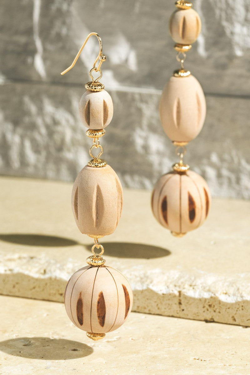 Wood Oval Earrings