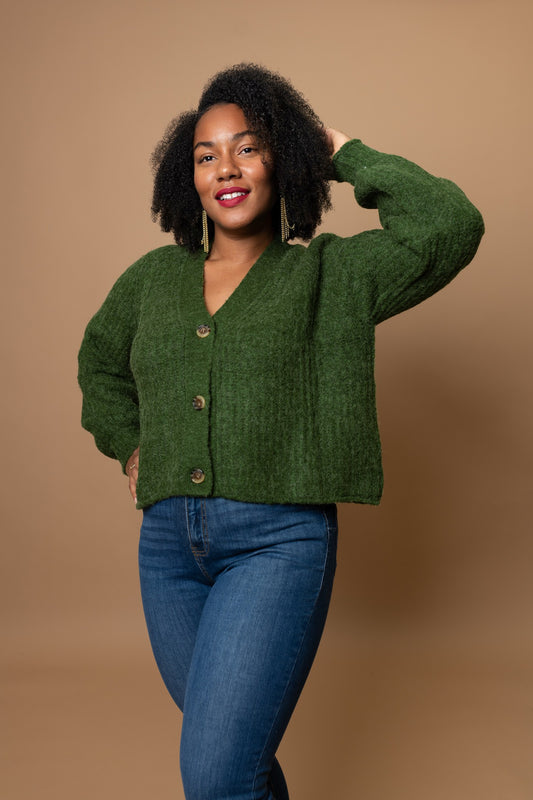 Balloon Sleeve Crop Sweater