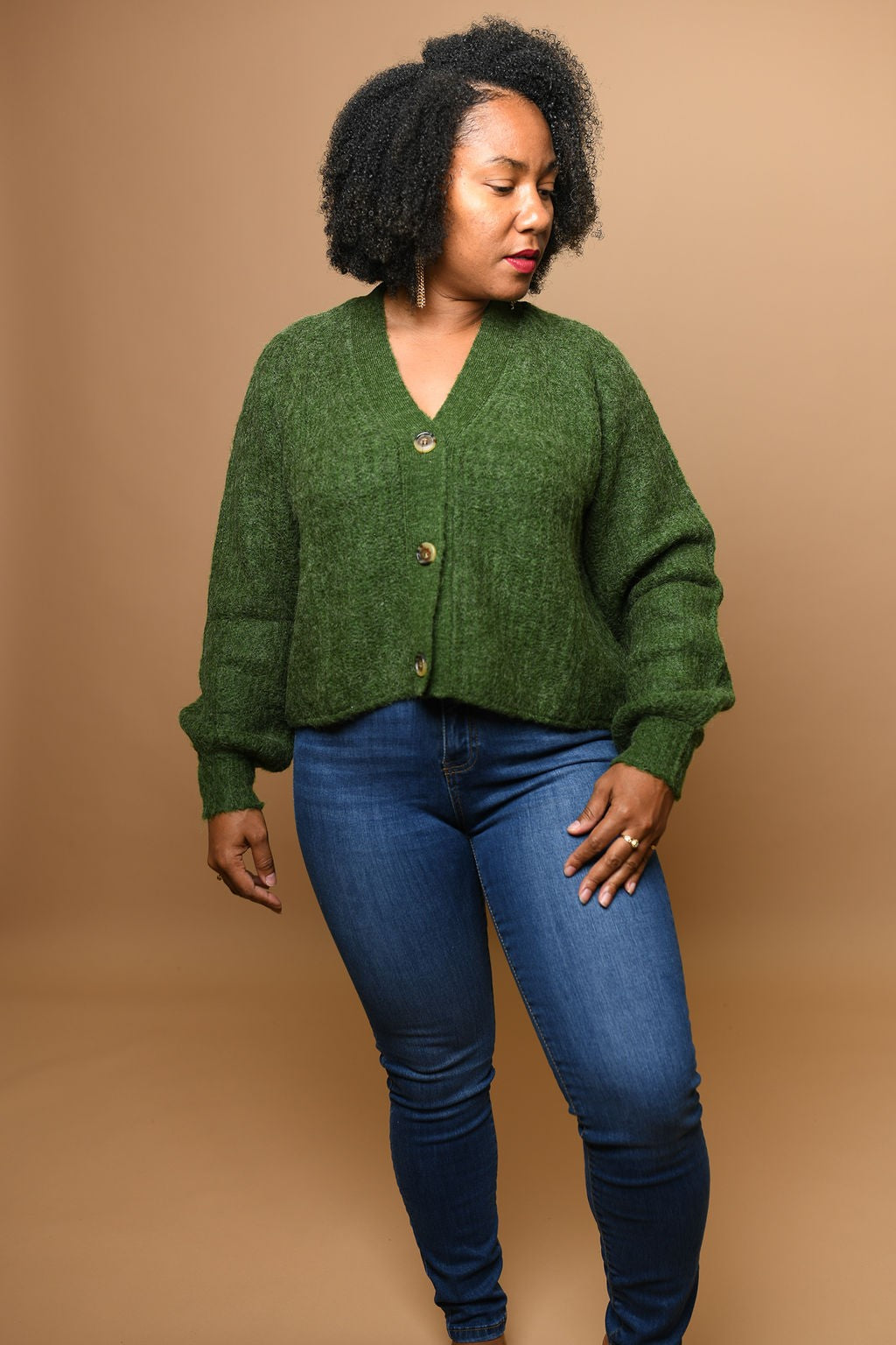 Balloon Sleeve Crop Sweater