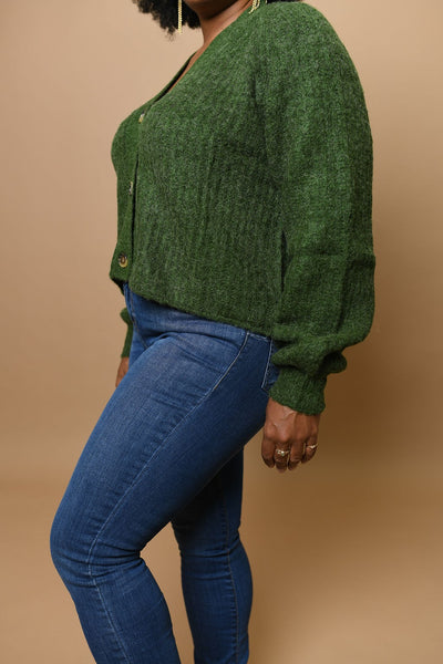 Balloon Sleeve Crop Sweater