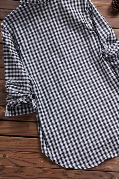 Plaid Button-Up Blouse