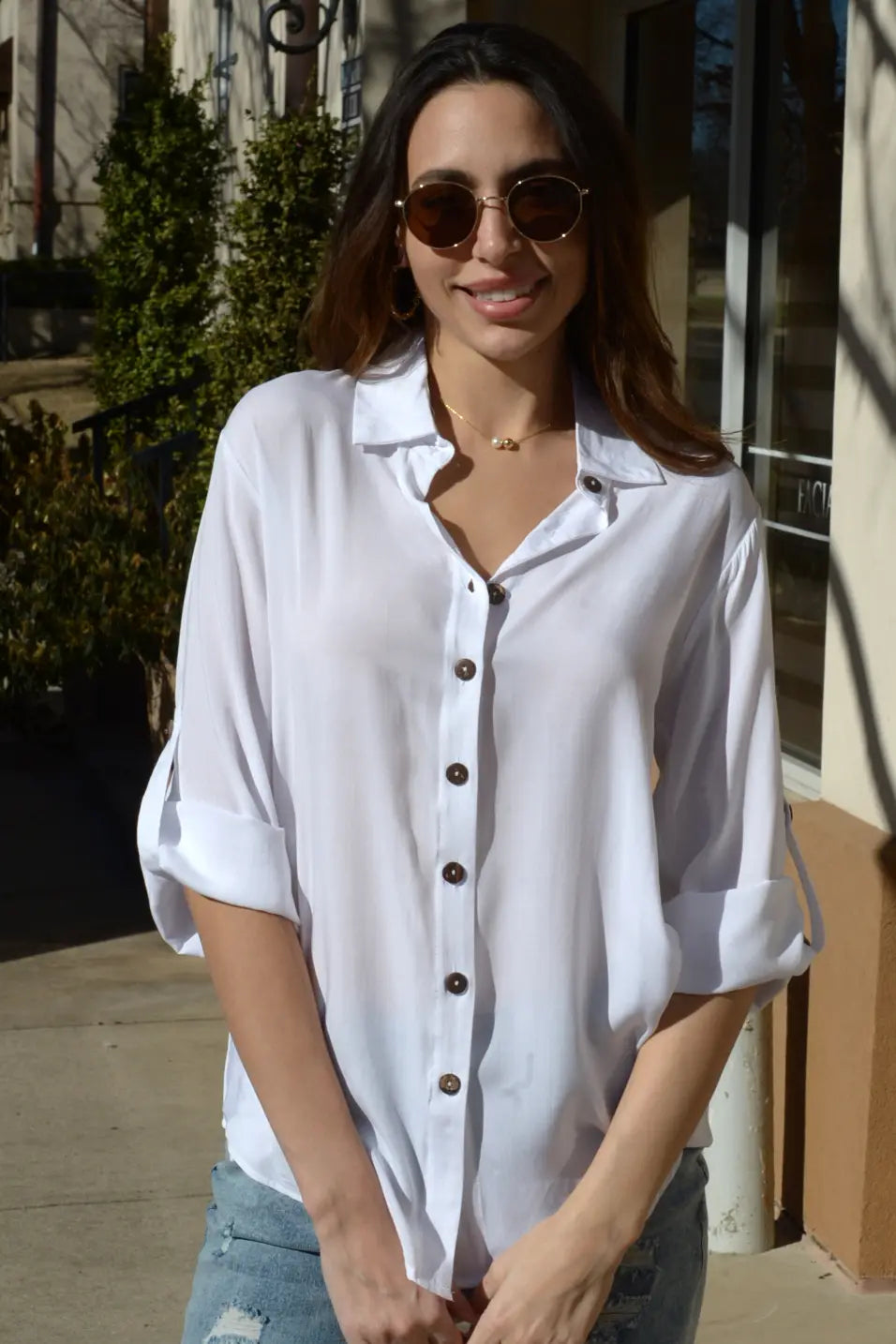 Loose Button-Up Blouse