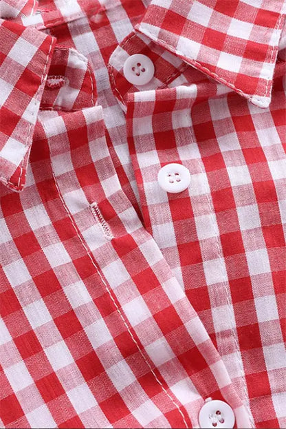 Plaid Button-Up Blouse