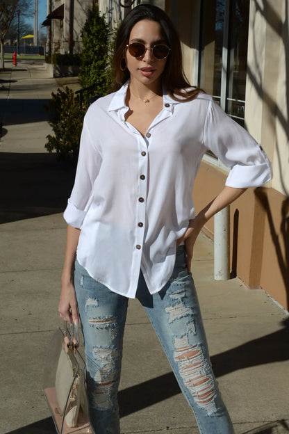 Loose Button-Up Blouse
