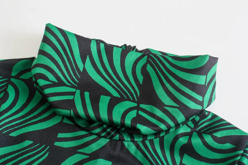 Green and Black Mini Dress