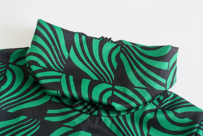 Green and Black Mini Dress