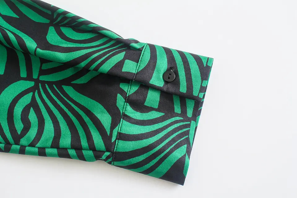 Green and Black Mini Dress