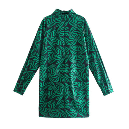 Green and Black Mini Dress