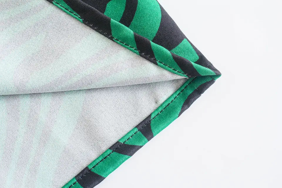 Green and Black Mini Dress