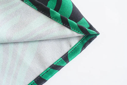 Green and Black Mini Dress