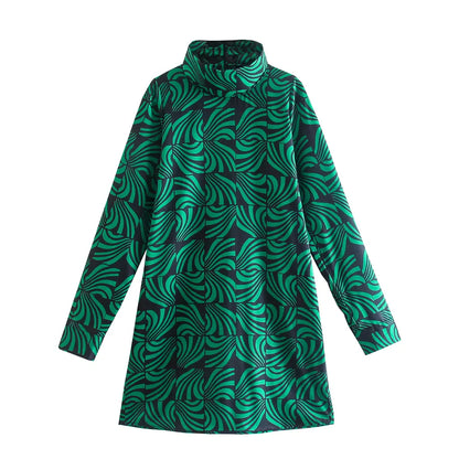 Green and Black Mini Dress